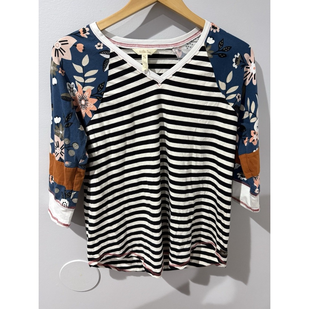Matilda Jane 435 Choose Your Own Path Homerun Tee Striped Black White Size‎ M
